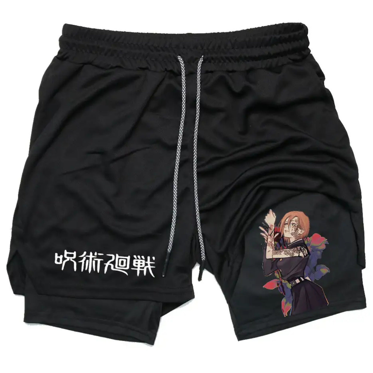 Men's Anime Printed Double Layer Casual Sports Shorts