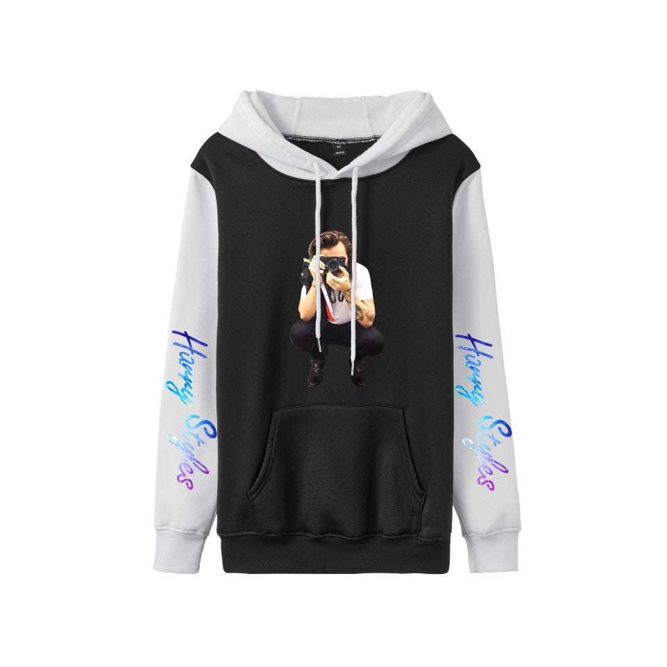 Women's Harry Printed Color Block Loose Hoodie