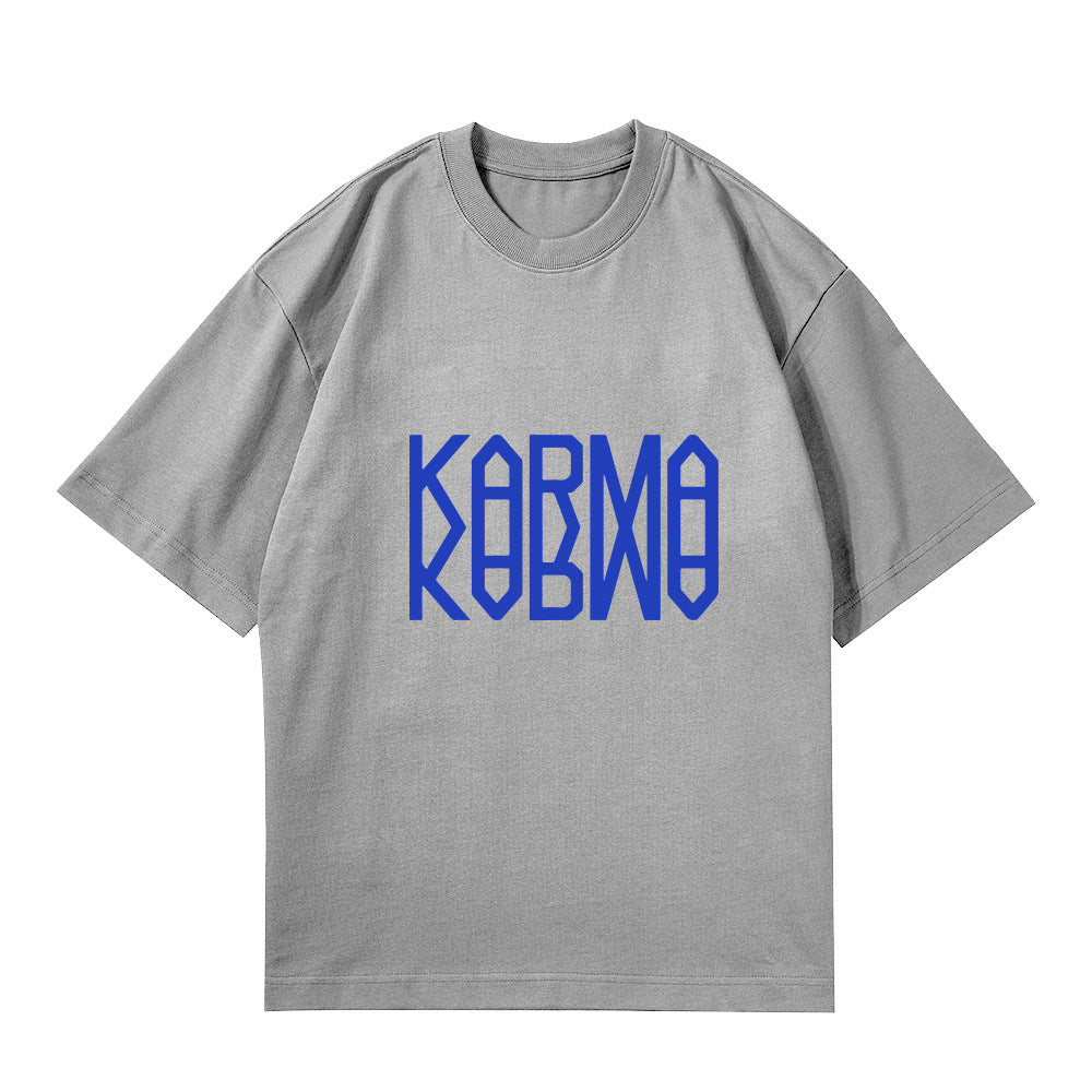 Casual KARMA Album Logo Print Crew Neck T-Shirt