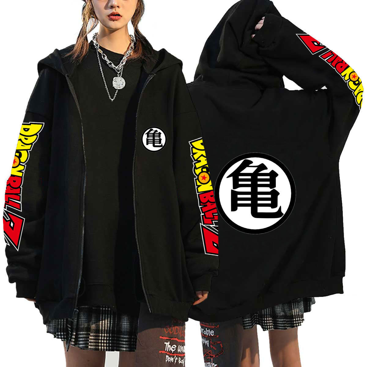 Trendy Anime Graphic Print Zipper Hoodie