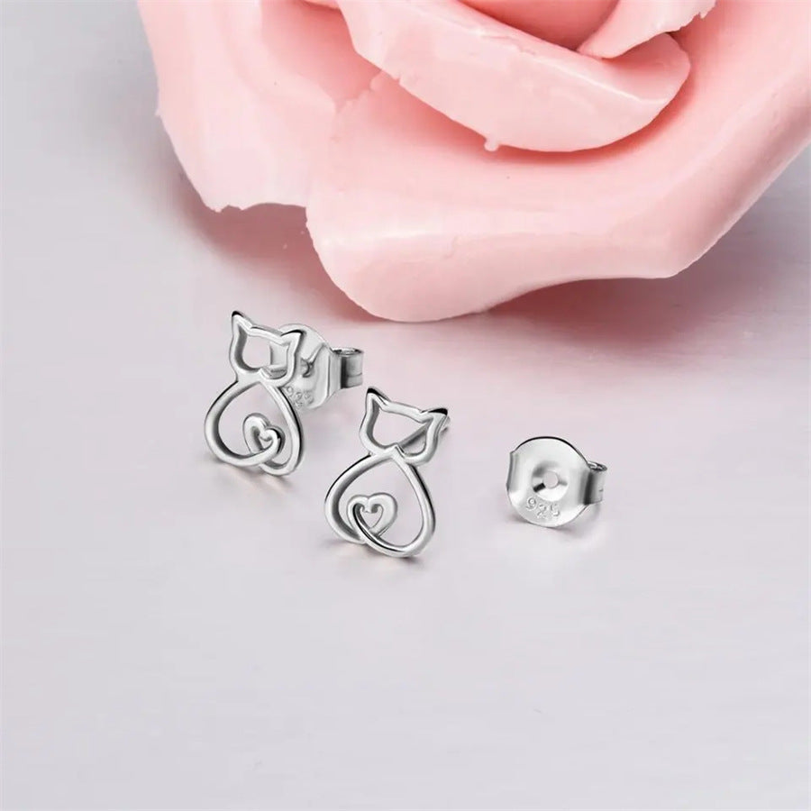 Silver Cat Earrings