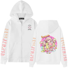 Lovely Girls Anime Print Zipper Hoodie
