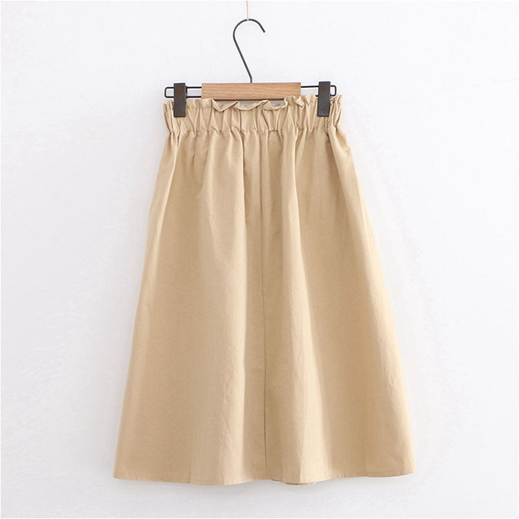 Women's High Waist Solid Color Skirt