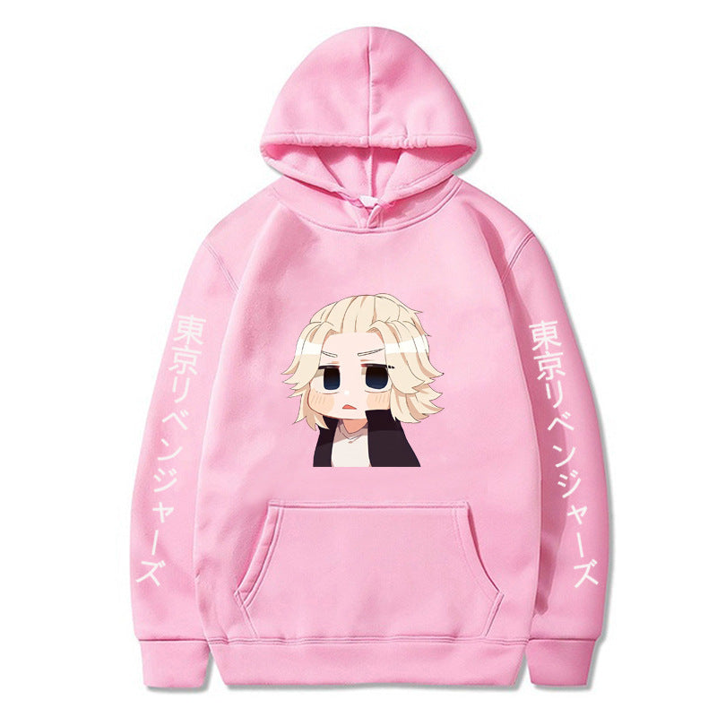 Unisex Cartoon Anime Pattern Pullover Loose Hoodie