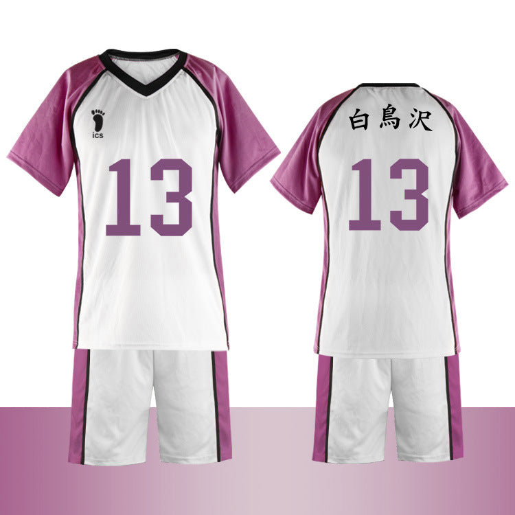 Unisex Shiratorizawa Cosplay Tee and Shorts Uniform Sportswear