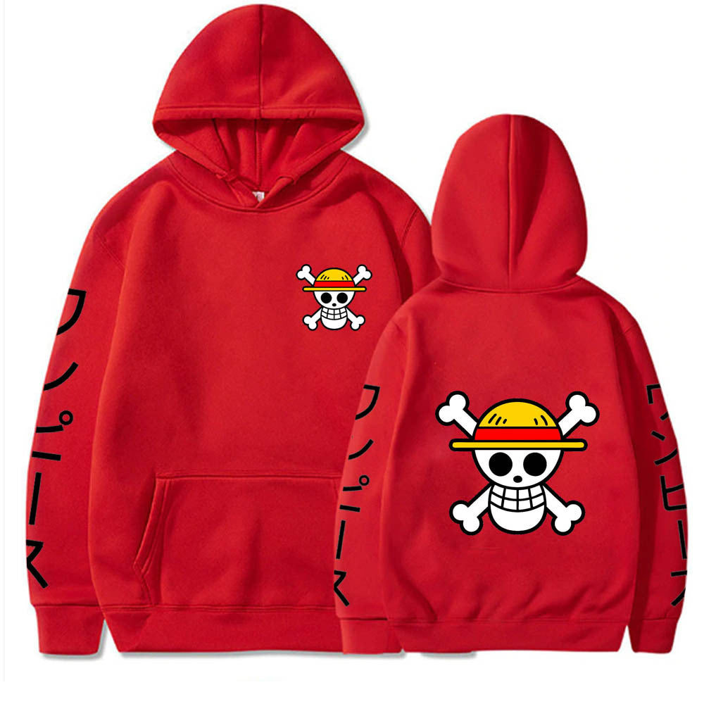 Unisex Straw Hat Logo Graphic Loose Hoodie