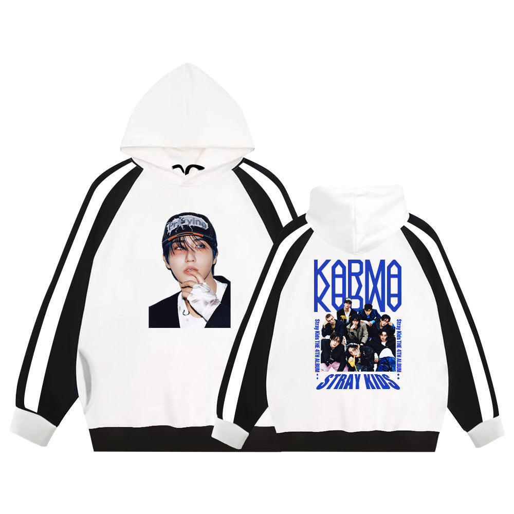 Unisex Kpop Album Fleece Color Block Hoodie
