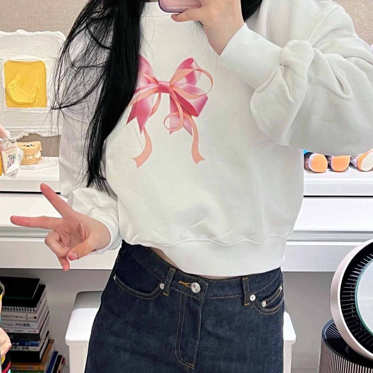 Cute Niche Kpop Bowtie Sports Hoodie