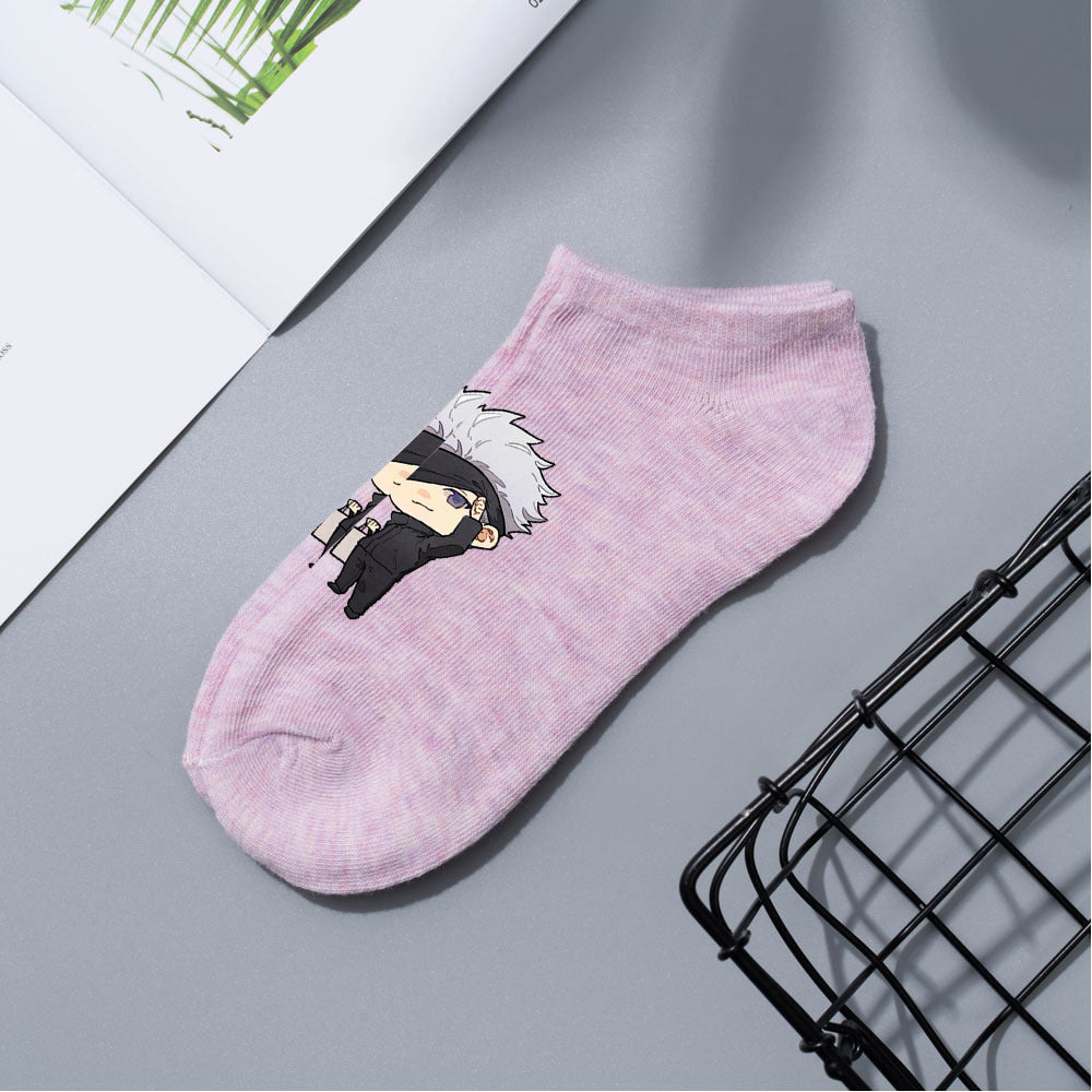 Casual Anime Cotton Breathable Boat Socks