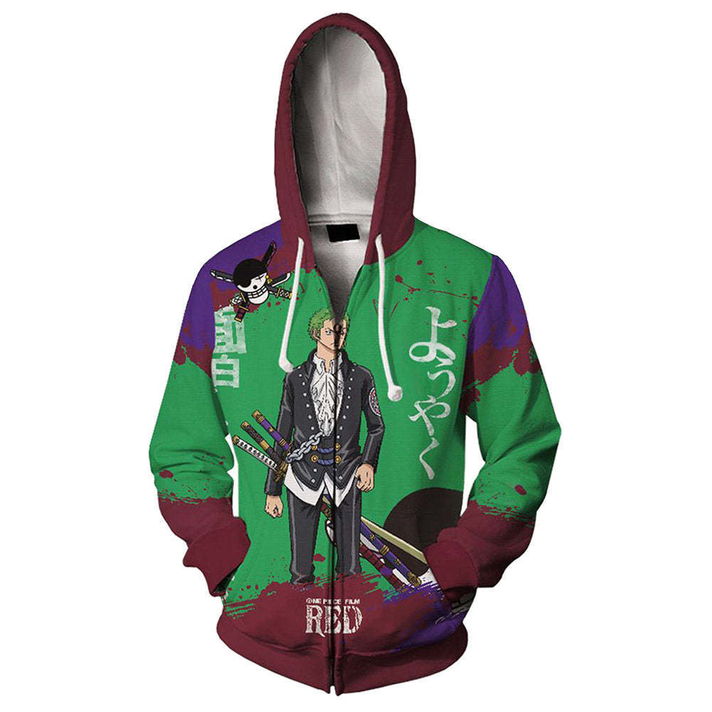 Unisex Pirate King Digital Printed Cos Zipper Hoodie