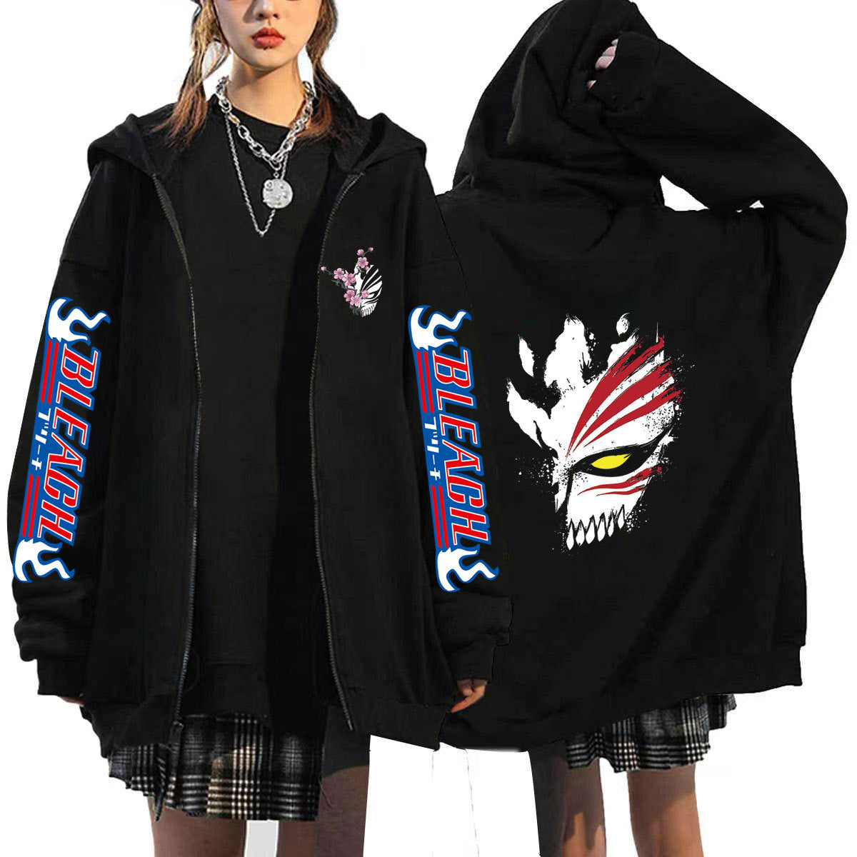 Unisex Anime Printed Loose Zipper Hoodie