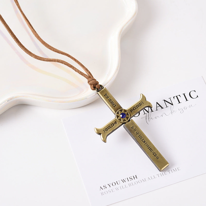 Trendy Anime Cross Sword Necklace