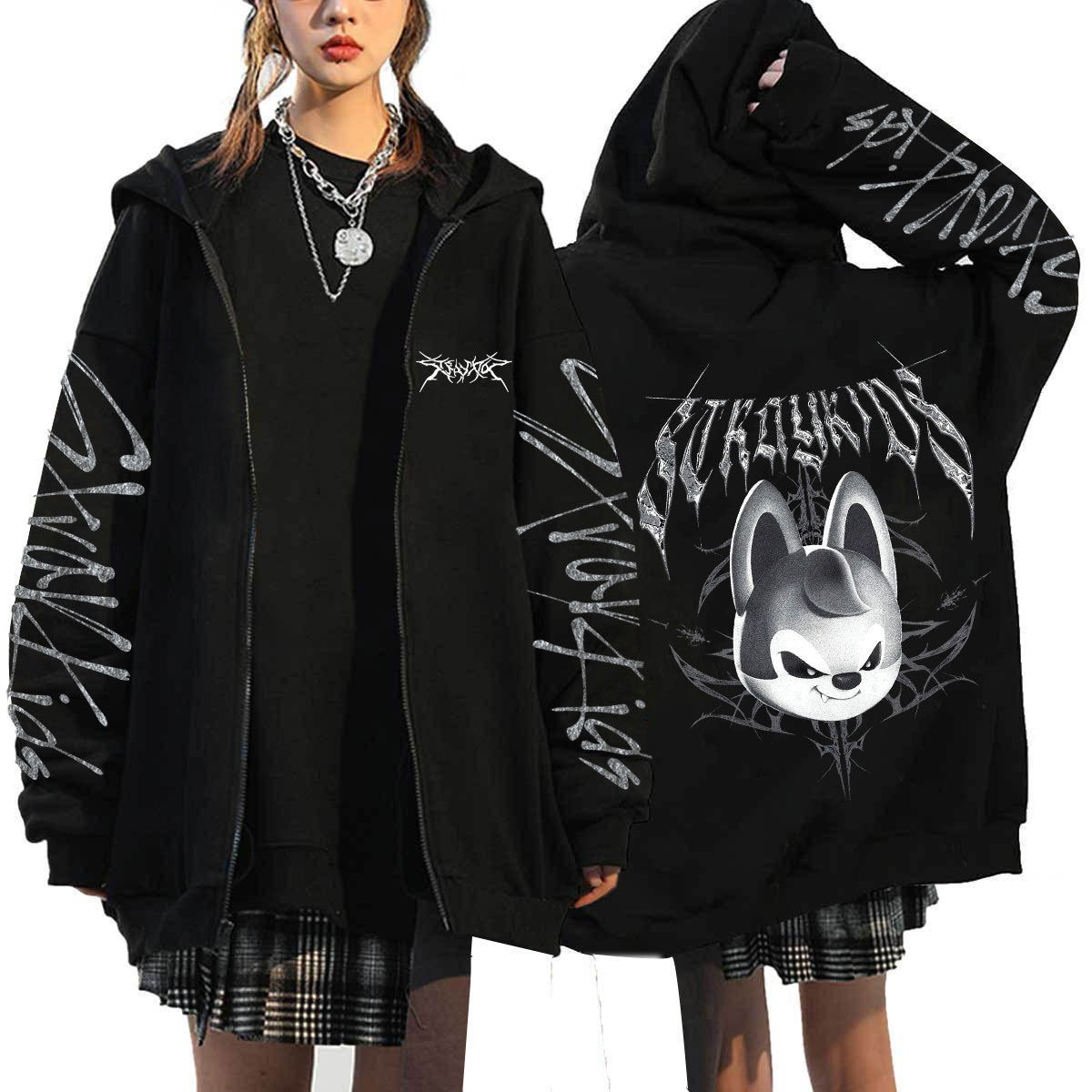 Casual KPOP Dominate Printed Zipper Hoodie