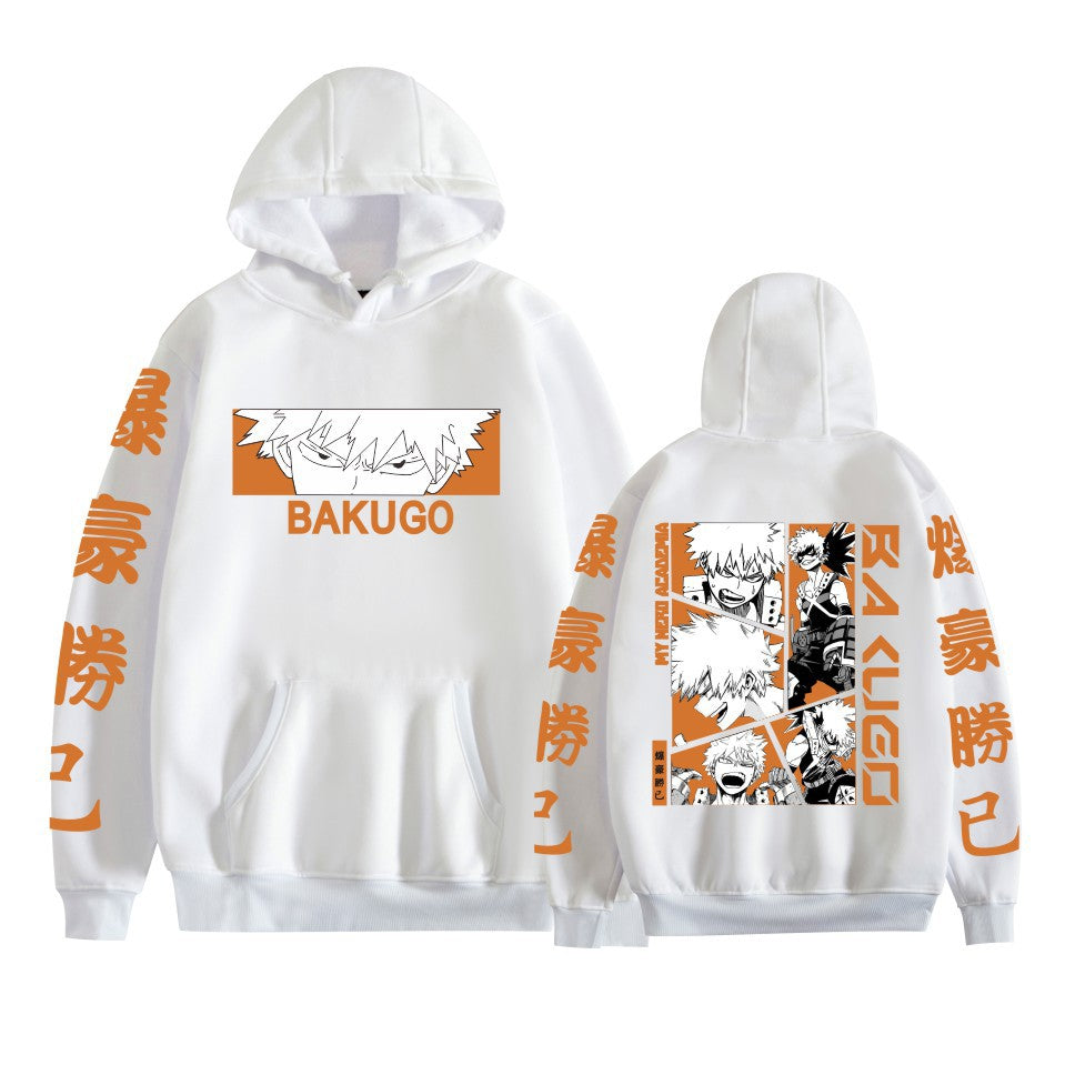 Unisex Anime Bakugo Print Casual Loose Hoodie