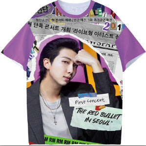 KPOP Graphic Digital Print Short Sleeve T-Shirt