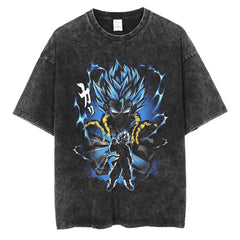 Vintage Washed Anime Print Casual T-shirt