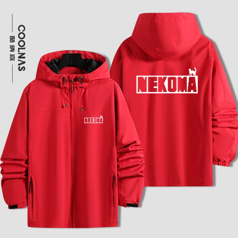 Unisex Anime Nekoma Logo Zipper Jacket