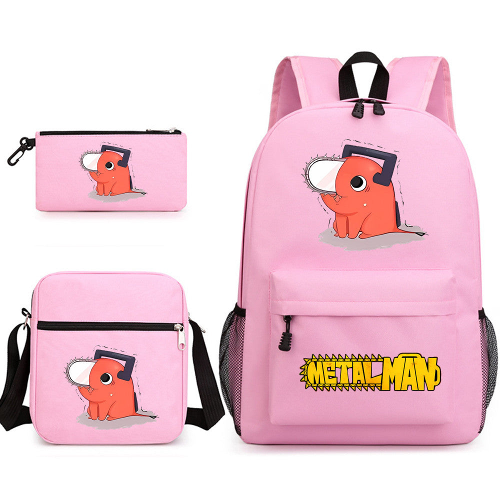Pochita School Bag Three-piece Backpack