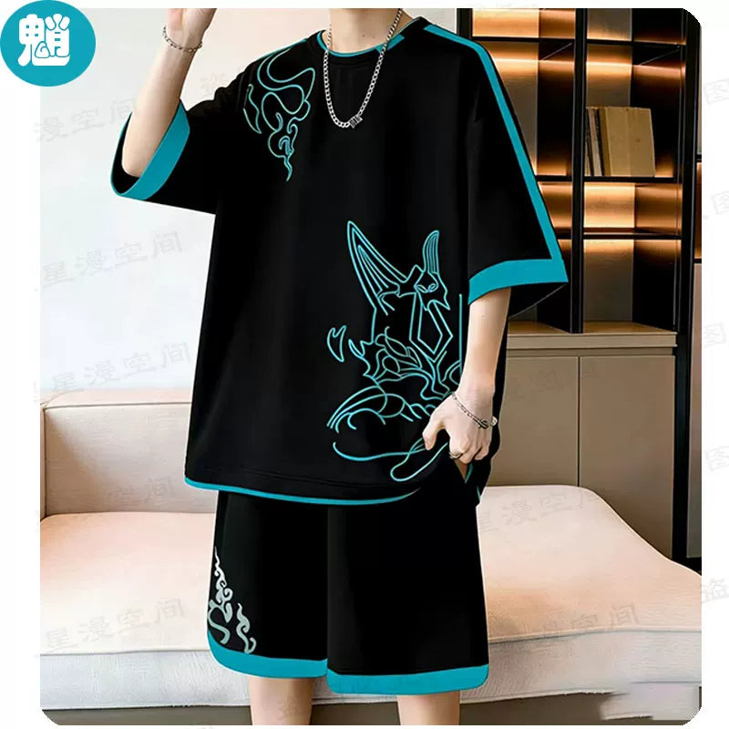 XIAO KAZUHA Cos Short Sleeve T-Shirt Shorts