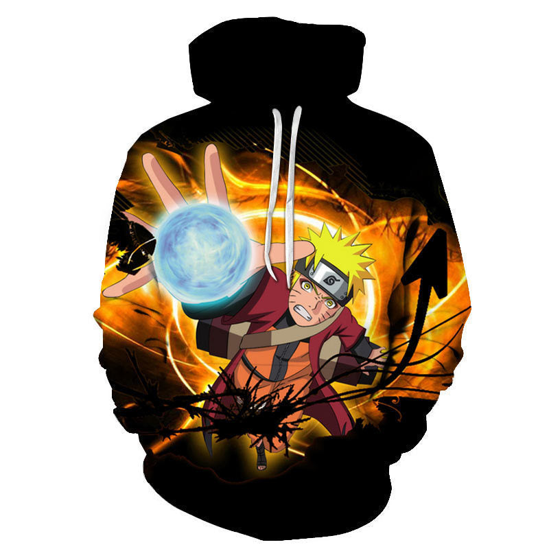 Trendy Anime Digital Print Loose Casual Pullover Hoodie