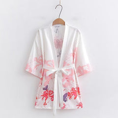 Women's Butterfly Floral Graffiti Print Lace-up Coat Cape