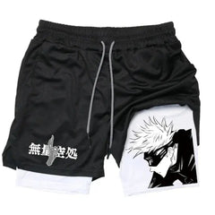 Men's Casual Gojo Print Summer Double-layer Shorts