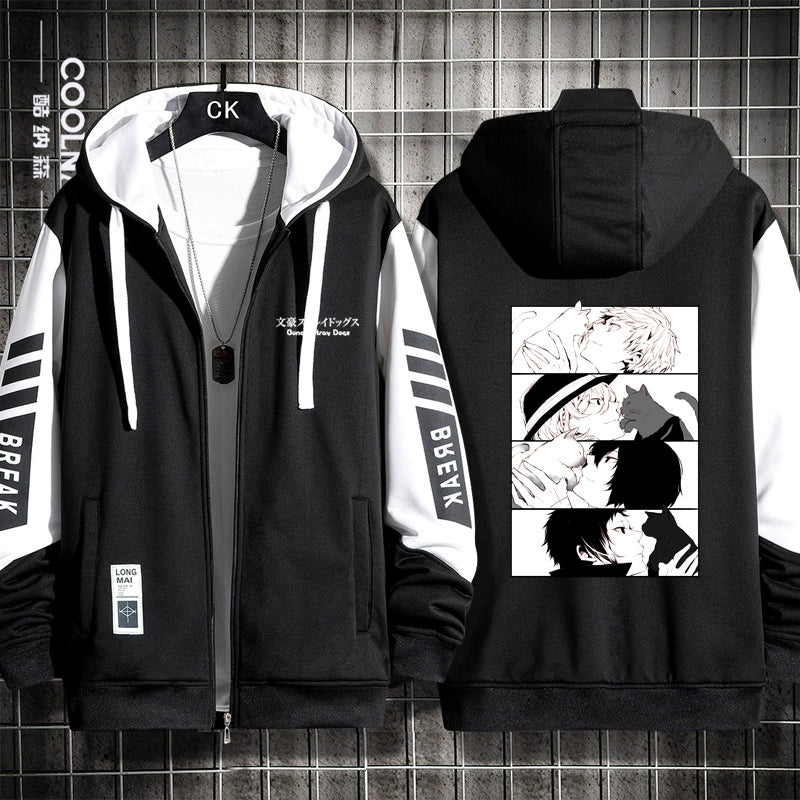 Unisex Anime Dazai Cardigan Zipper Hoodie