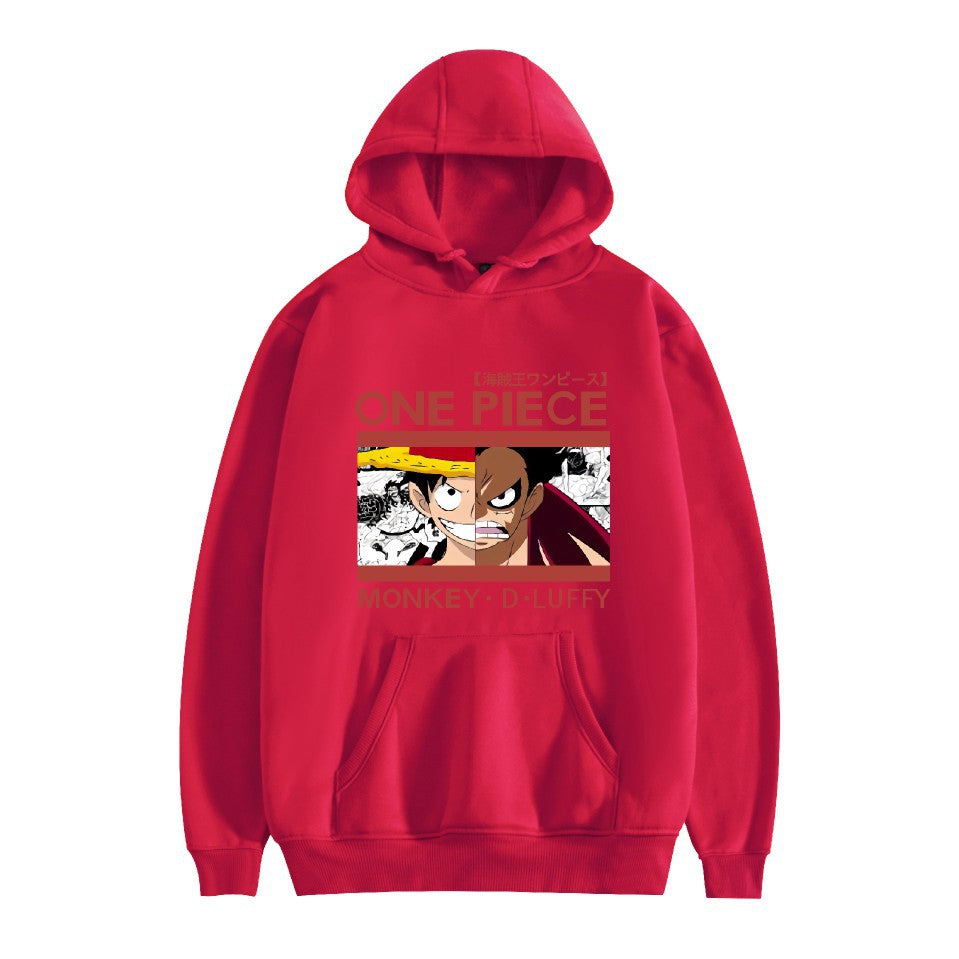 Unisex Luffy Anime Print Loose Hoodie