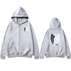 Casual Anime Survey Corps Logo Zipper Hoodie