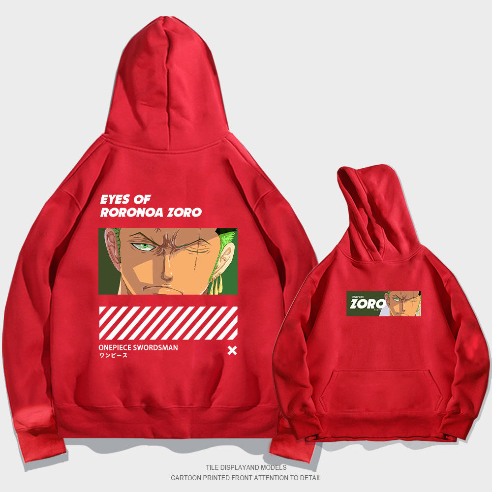 Trendy Anime Zoro Print Loose Hoodie
