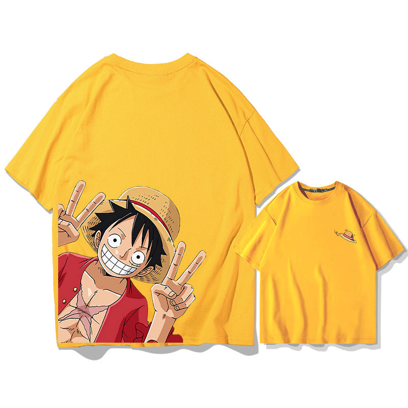 Unisex Luffy Cotton Short-sleeved Loose T-shirt