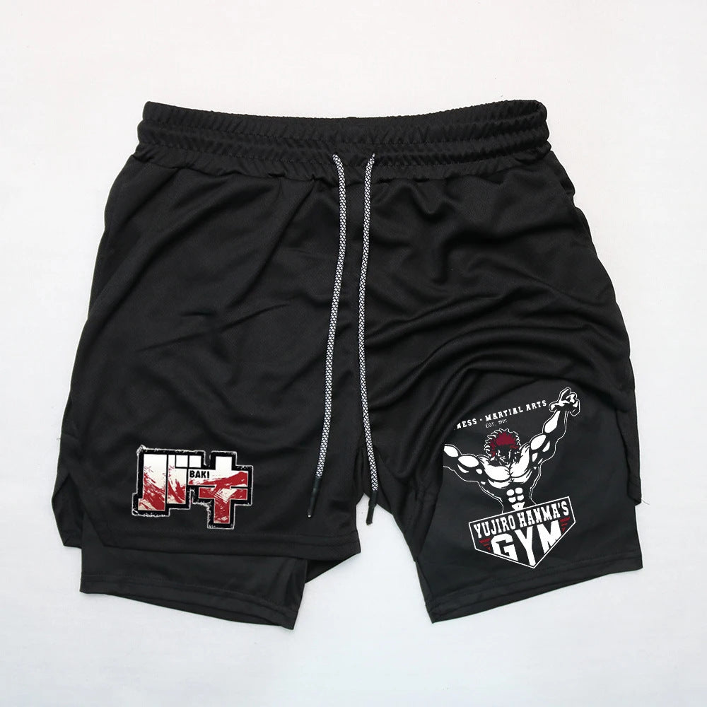 Baki Hanma Printed Double-layer Sports Shorts