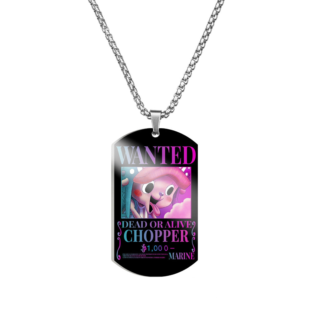 Luffy Wanted Printed Dog Tag Necklace