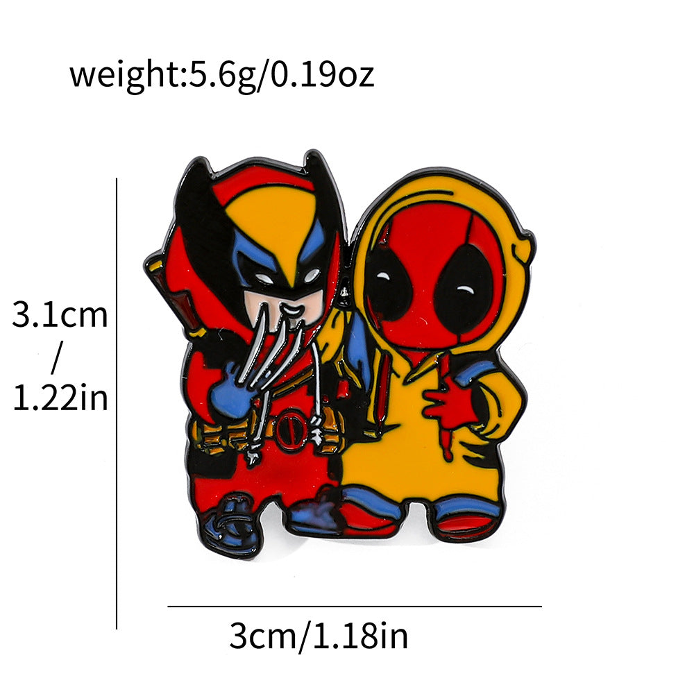 Deadpool and Wolverine Alloy Metal Badge Brooch