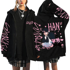 SKZ DO IT Printed Hooded Zipper Jacket