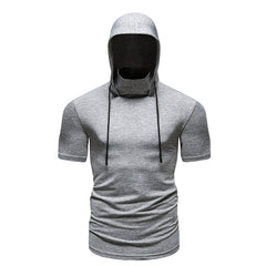 Men's Fitness Running Hooded Short-sleeved T-shirt