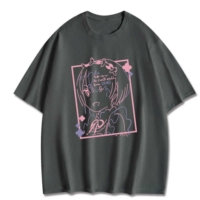 Rem Anime Loose Cotton Short Sleeve T-shirt
