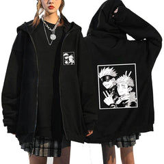 Casual Unisex Anime Graphic Print Zipper Hoodie