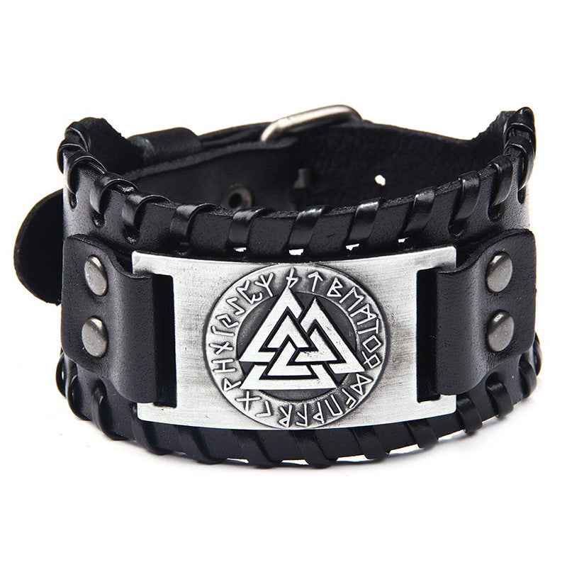 Men's Wolf Head Leather Bracelet