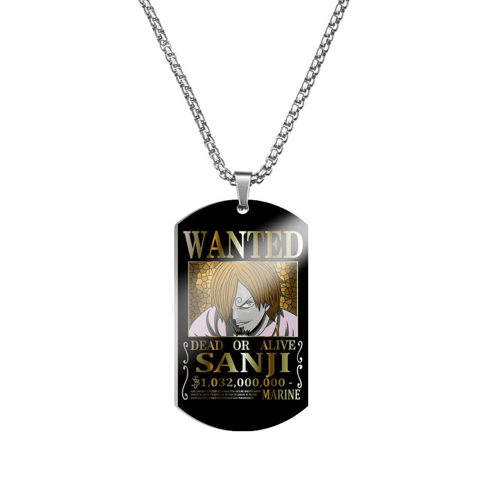 Luffy Wanted Stainless Steel Dog Tag Necklace