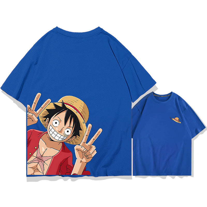 Unisex Luffy Cotton Short-sleeved Loose T-shirt