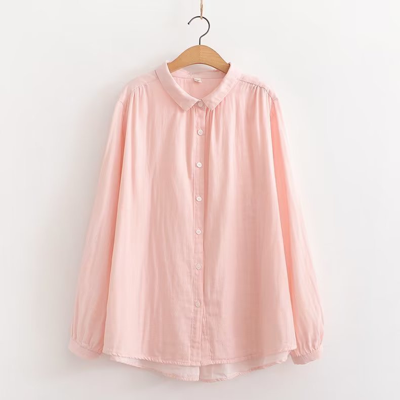 Japanese Mori Girl Stitching Collar Loose Long Sleeve Shirt