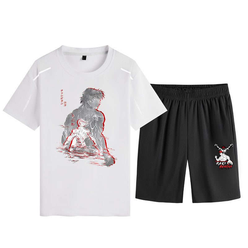 Men's Baki Anime Loose T-Shirt Shorts Suit