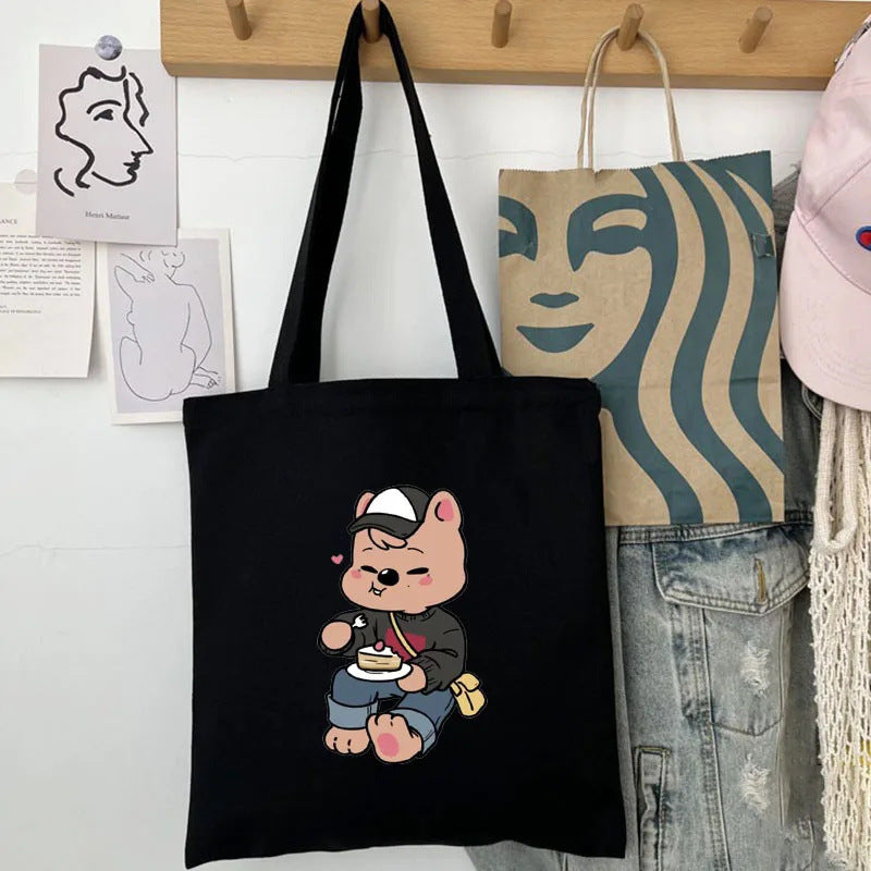 Cute Kpop Printed Canvas Shoulder Bag