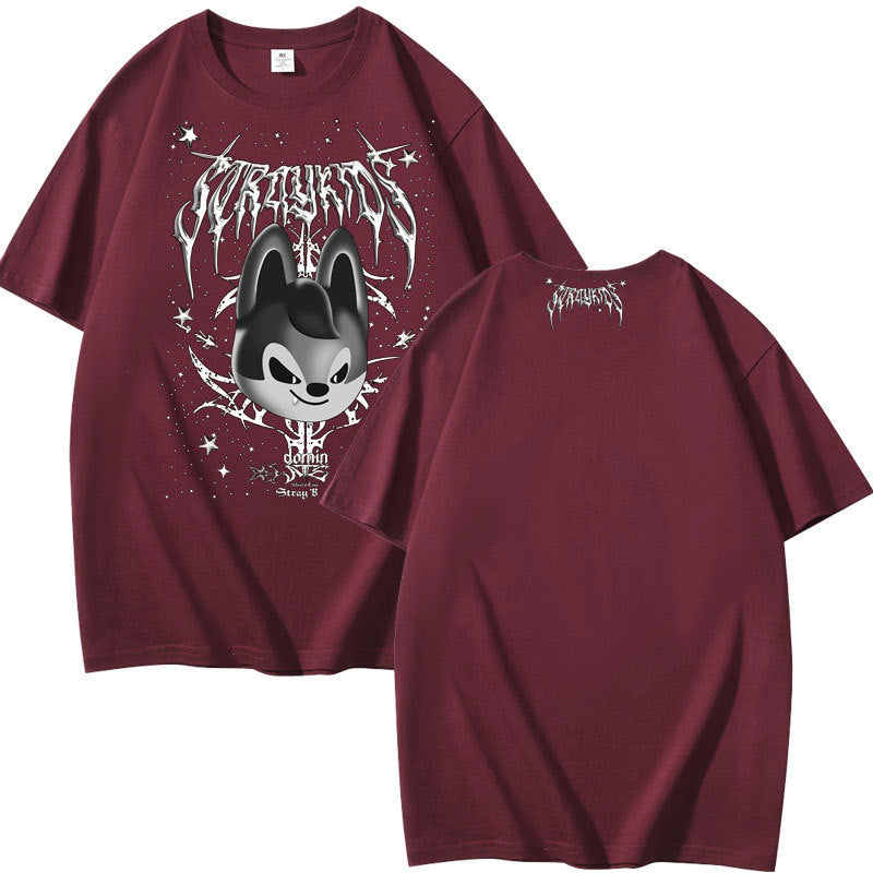 Evil Wolf Chan Print Summer Short Sleeve T-shirt