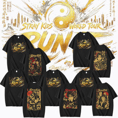 SKZ World Tour Run It Printed Black T-Shirt