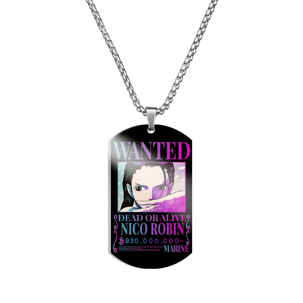 Luffy Wanted Printed Dog Tag Necklace