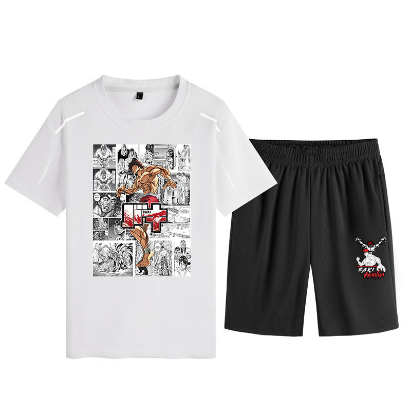 Men's Baki Anime Loose T-Shirt Shorts Suit