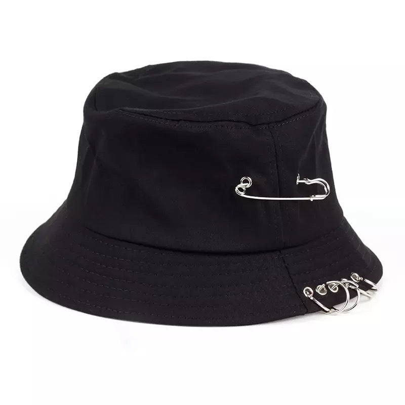 Chic Kpop Style Pin Ring Fisherman's Hat