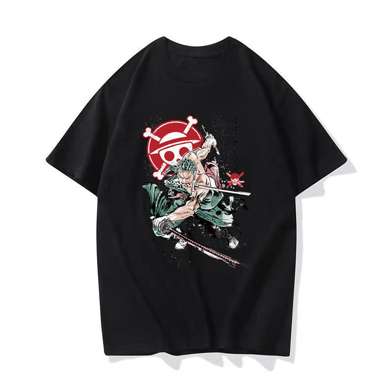 Unisex Short-sleeved Luffy Zoro Graphic T-shirt